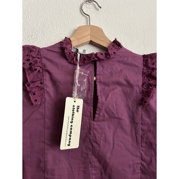 The Clothing Company Womens Purple Lace Eyelet Ruffle Blouse Top Size Small New - Picture 6 of 8